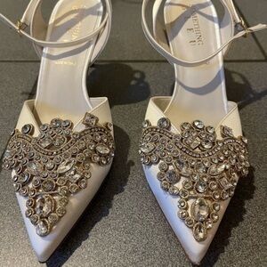 Something Bleu Emmie Jeweled Ankle Strap Pumps NEW